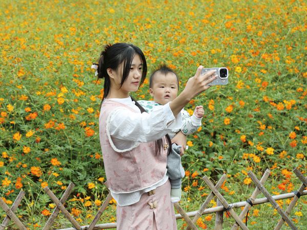 花田下的亲子时光 林乐峰/摄