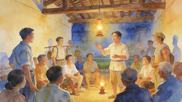 “抗先”队伍将抗日力量扎根乡村(图片由AI辅助生成)
